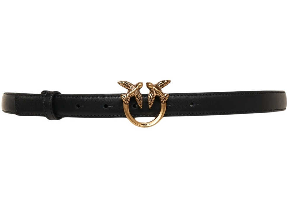 Curele Pinko Leather belt with love swallows Black Femei (BM 19034338) 2