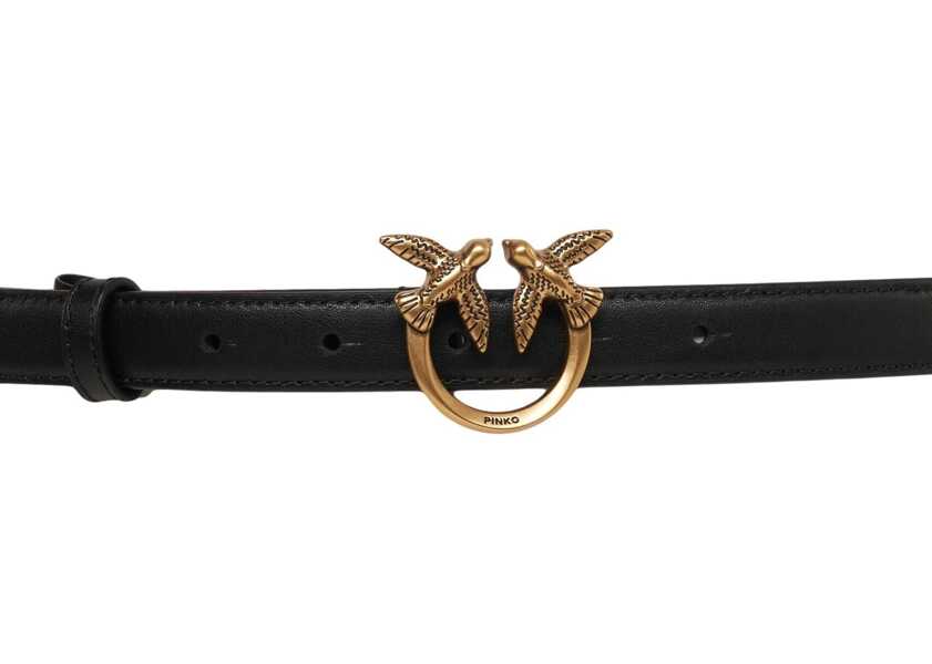 Curele Pinko Leather belt with love swallows Black Femei (BM 19034338) 3