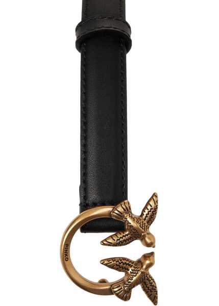 Curele Pinko Leather belt with love swallows Black Femei (BM 19034338) 4