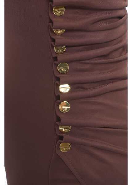 Rochii lungi Elisabetta Franchi Asymmetric dress with ruching Brown Femei (BM 19034347) 5