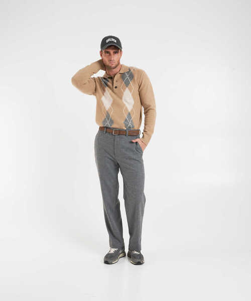 Tricouri Polo Paolo Pecora Knit polo with argyle pattern Beige Barbati (BM 19034368) 3