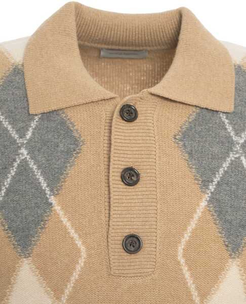 Tricouri Polo Paolo Pecora Knit polo with argyle pattern Beige Barbati (BM 19034368) 5