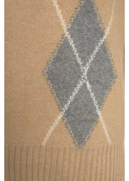 Tricouri Polo Paolo Pecora Knit polo with argyle pattern Beige Barbati (BM 19034368) 6