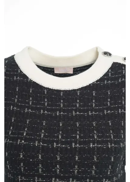 Rochii scurte Liu Jo White Tweed mini dress Black Femei (BM 19034422) 4