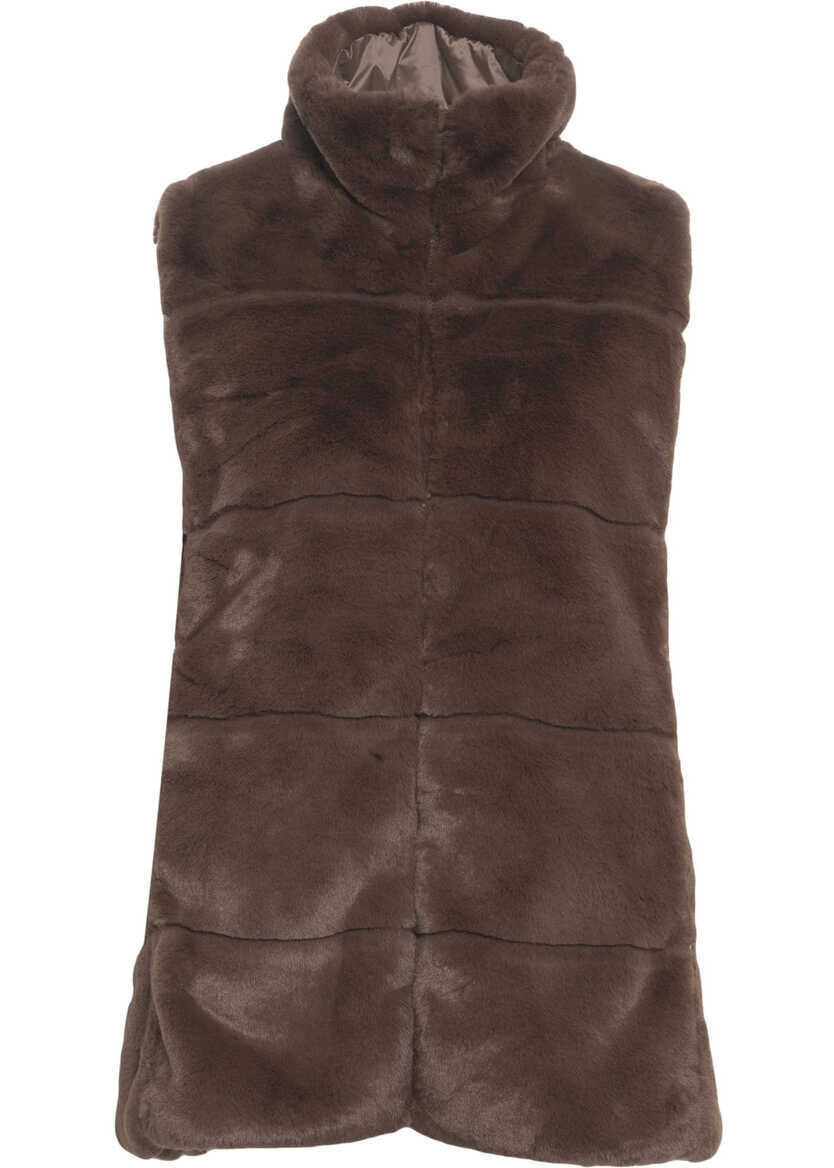 Veste Save the Duck Faux fur gilet FURY Brown Femei (BM 19034449) 1