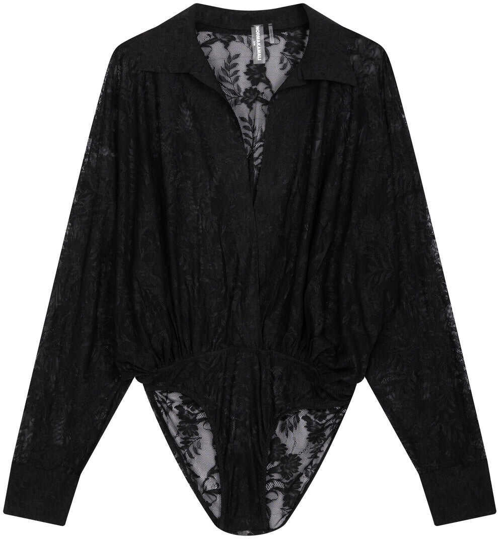 Body-uri NORMA KAMALI Lace bodysuit Boyfriend Black Femei (BM 19034455) 2