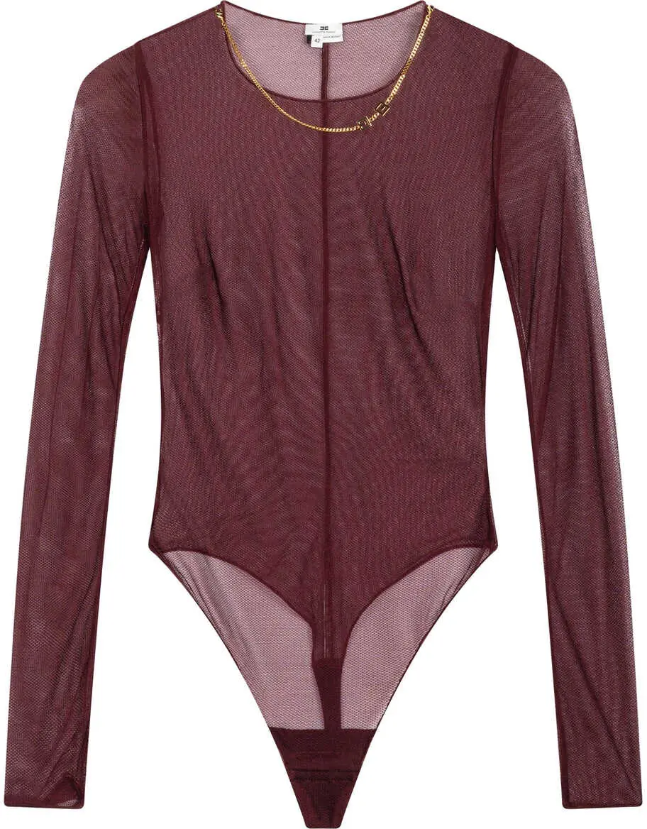 Body-uri Elisabetta Franchi Bodysuit with chain detail Red Femei (BM 19034482) 2