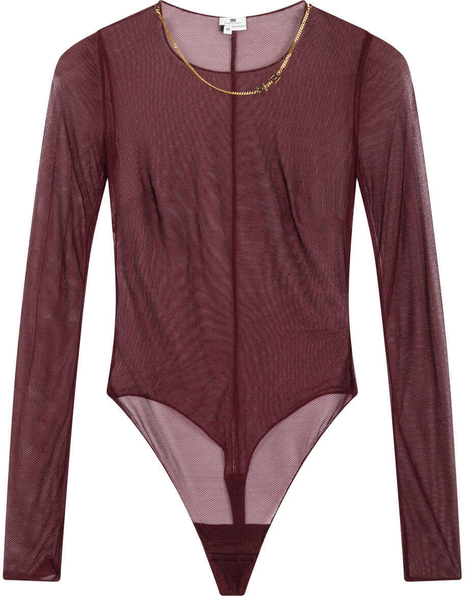 Body-uri Elisabetta Franchi Bodysuit with chain detail Red Femei (BM 19034482) 1