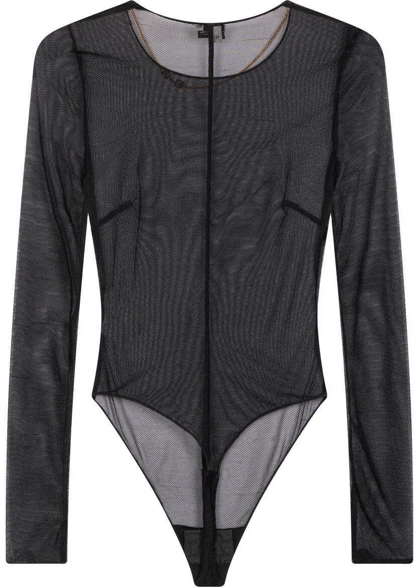 Body-uri Elisabetta Franchi Bodysuit with chain detail Black Femei (BM 19034482) 4