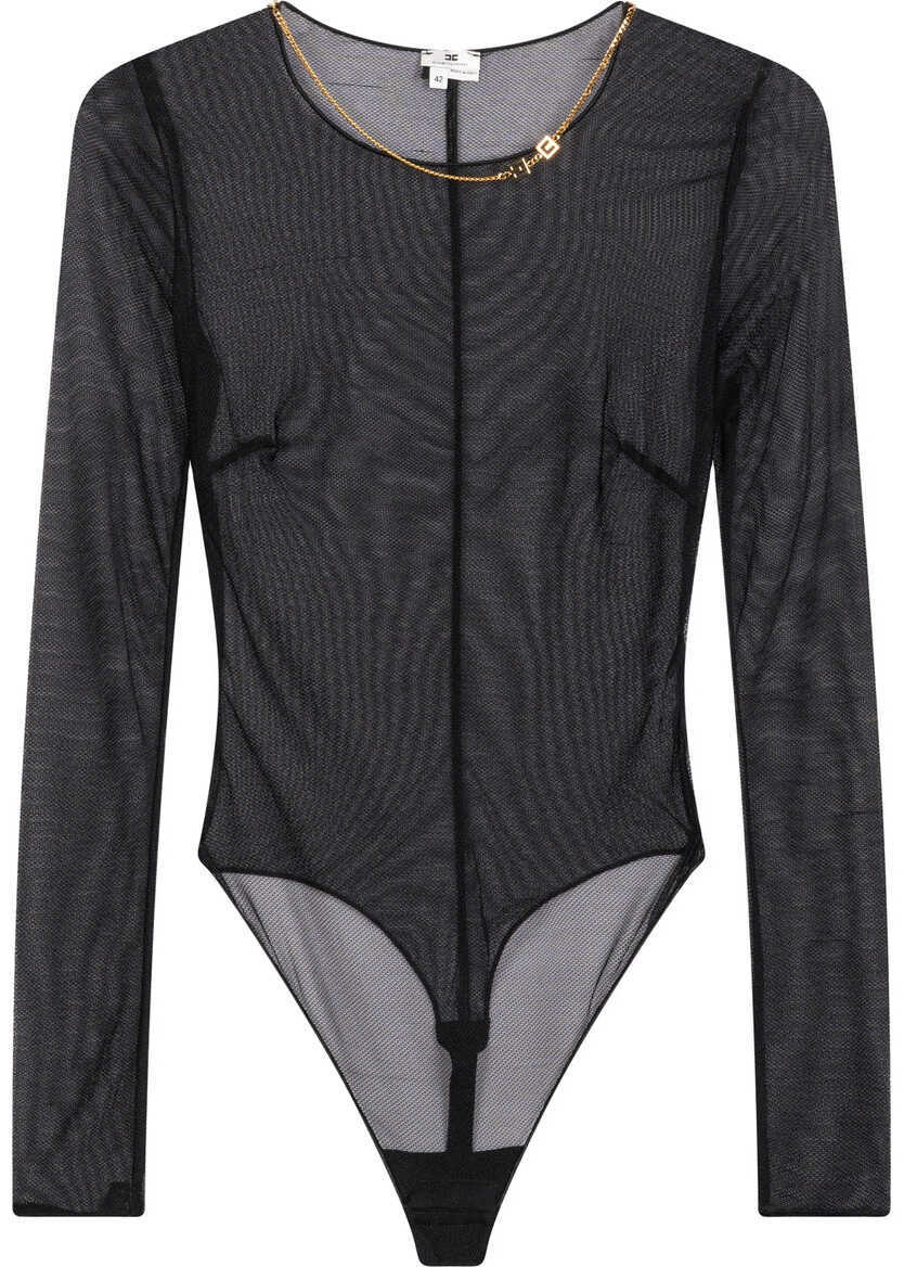 Body-uri Elisabetta Franchi Bodysuit with chain detail Black Femei (BM 19034482) 1