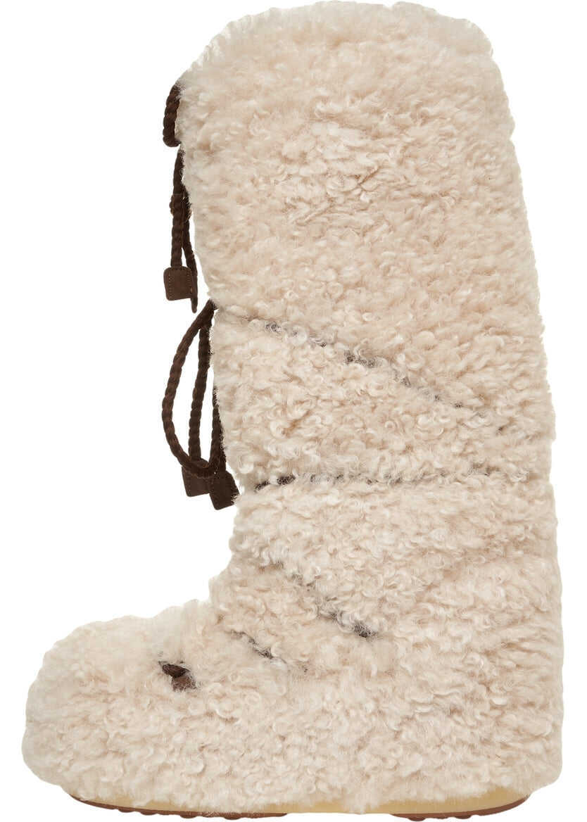 Cizme de iarna Moon Boot Sheepskin boots ICON CURLY EXTRA Beige Femei (BM 19034509) 4