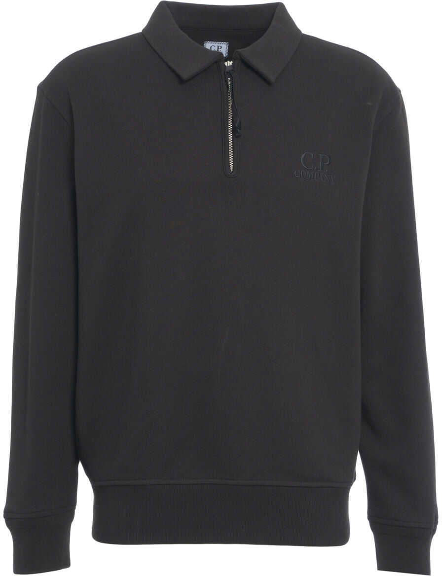 Tricouri Polo C.P. Company Sweatshirt with polo collar Black Barbati (BM 19034665) 1