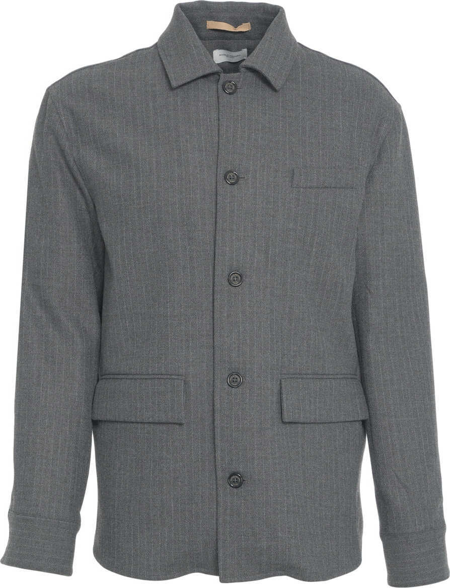 Jachete Paolo Pecora Overshirt with pinstripes Grey Barbati (BM 19034668) 2