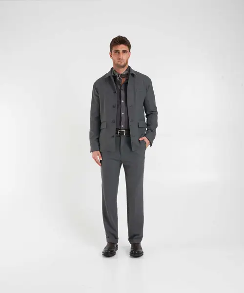 Jachete Paolo Pecora Overshirt with pinstripes Grey Barbati (BM 19034668) 3