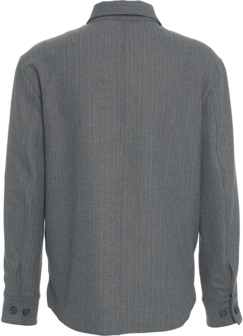 Jachete Paolo Pecora Overshirt with pinstripes Grey Barbati (BM 19034668) 4