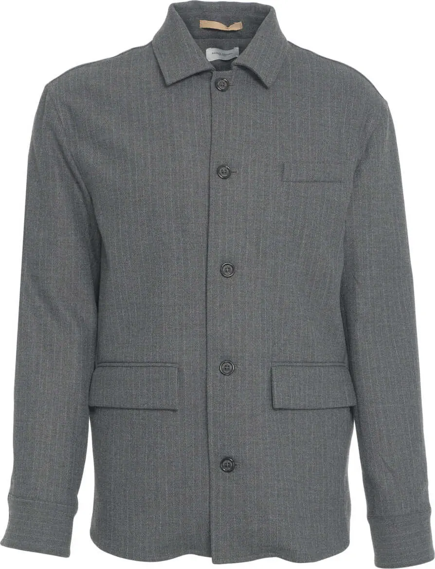 Jachete Paolo Pecora Overshirt with pinstripes Grey Barbati (BM 19034668) 1
