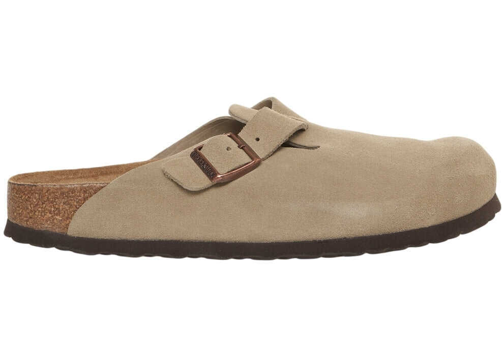 Sandale Birkenstock Suede clog Boston Beige Barbati (BM 19034725) 2