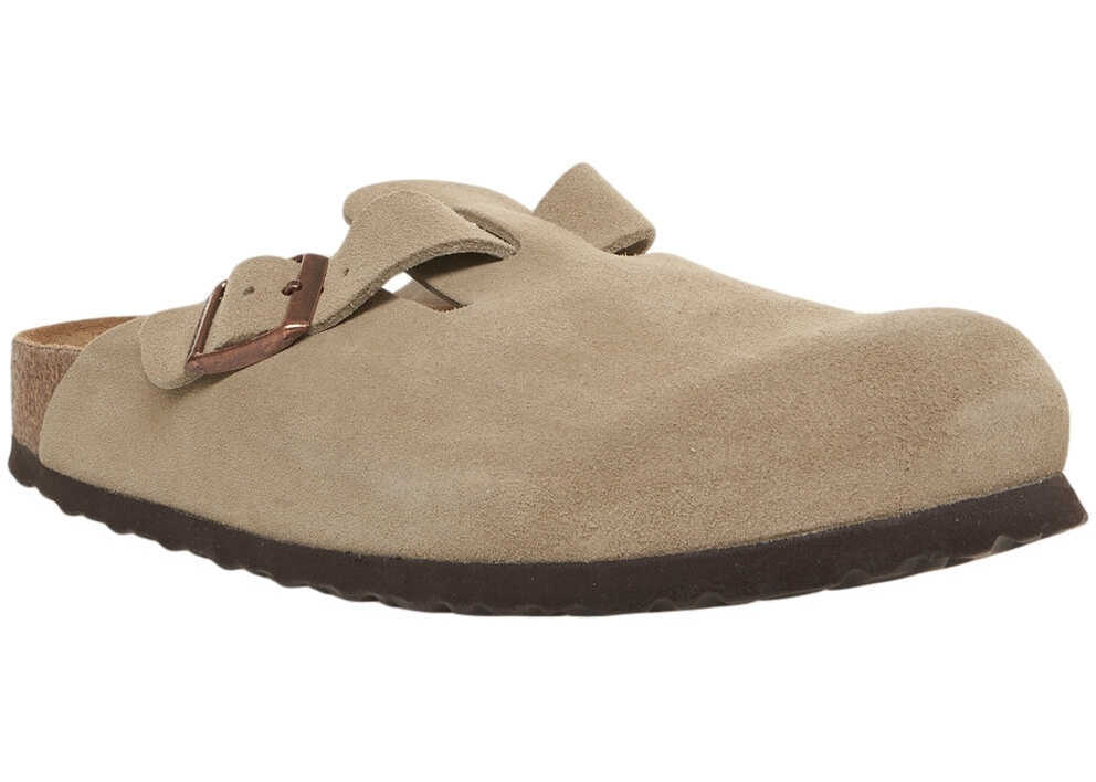 Sandale Birkenstock Suede clog Boston Beige Barbati (BM 19034725) 3