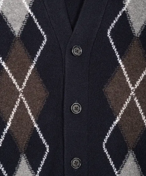 Cardigane Paolo Pecora Cardigan with argyle pattern Blue Barbati (BM 19034791) 4