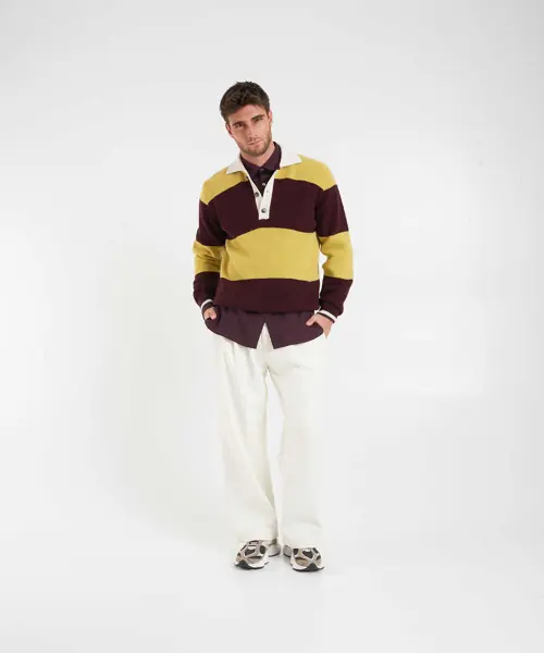 Tricouri Polo AMARANTO Striped sweater with polo collar Multicolor Barbati (BM 19034836) 3
