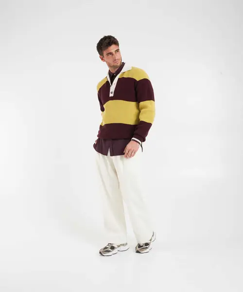 Tricouri Polo AMARANTO Striped sweater with polo collar Multicolor Barbati (BM 19034836) 4
