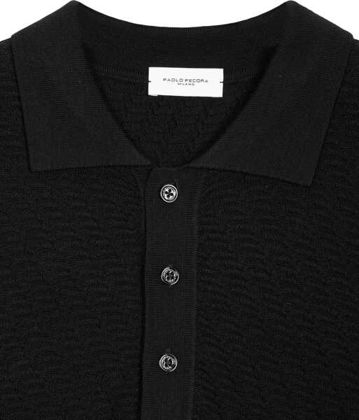 Tricouri Polo Paolo Pecora Knit sweater with polo collar Black Barbati (BM 19034872) 4