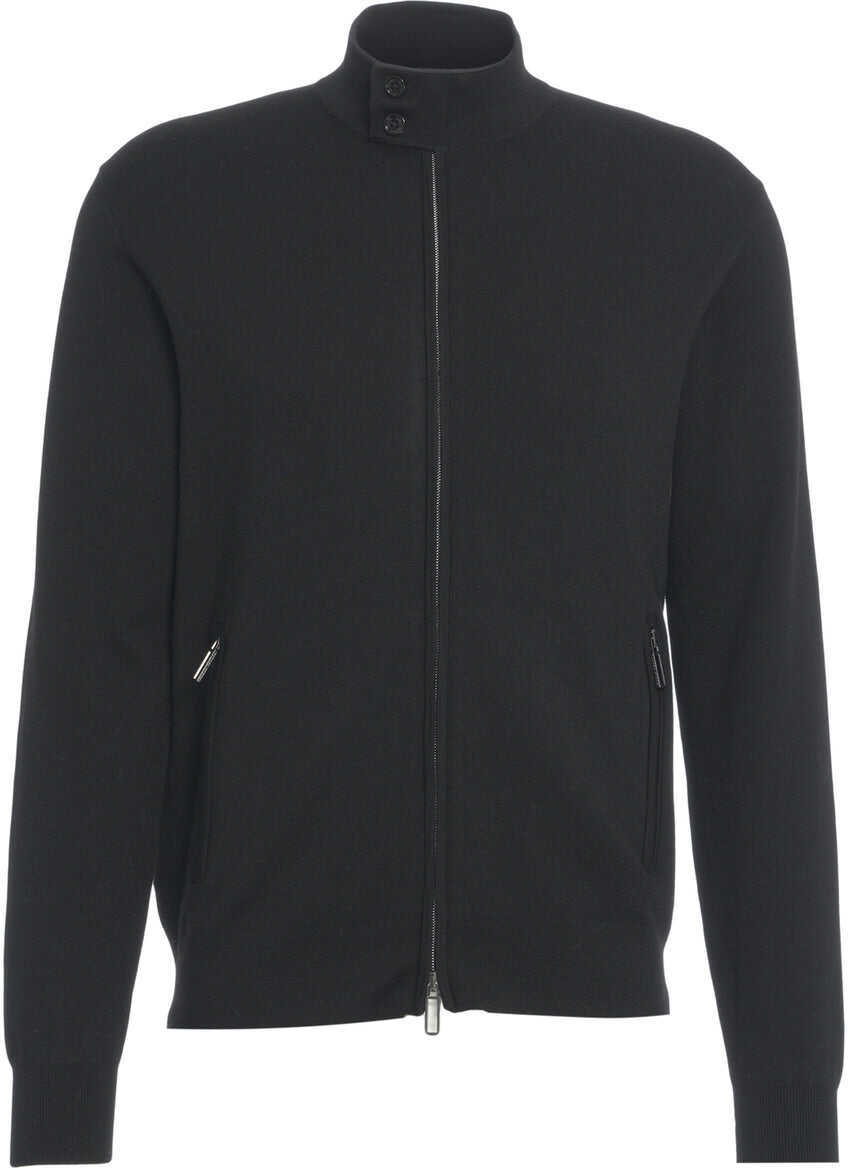 Pulovere casual Paolo Pecora Knitted jacket with stand-up collar Black Barbati (BM 19034875) 2