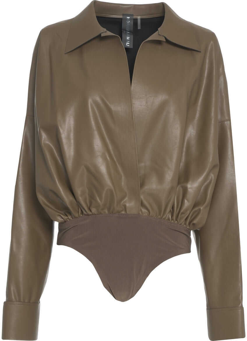 Bluze elegante NORMA KAMALI Faux leather body Boyfriend Brown Femei (BM 19034917) 2