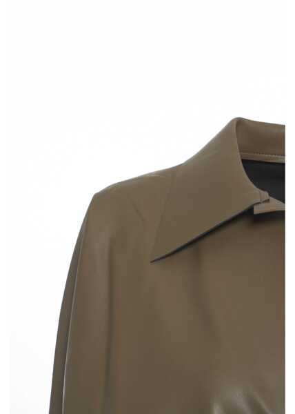 Bluze elegante NORMA KAMALI Faux leather body Boyfriend Brown Femei (BM 19034917) 4