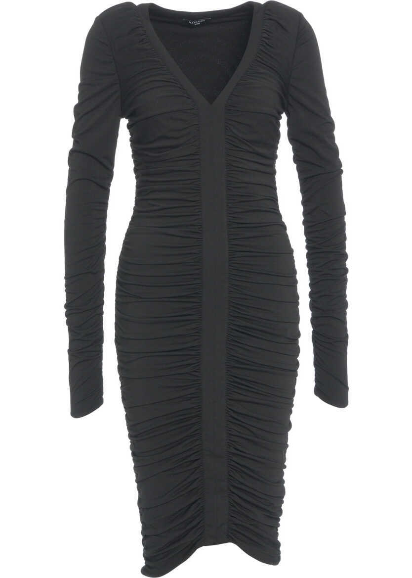 Rochii lungi GUESS Dress with ruching Black Femei (BM 19034965) 2