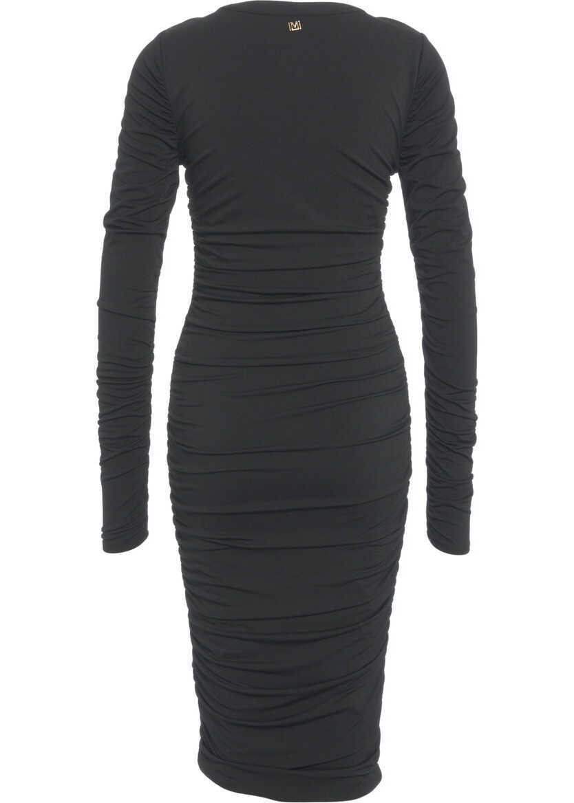 Rochii lungi GUESS Dress with ruching Black Femei (BM 19034965) 3