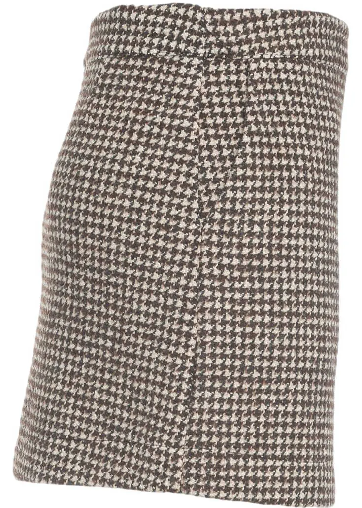 Fuste scurte Kaos Houndstooth mini skirt Brown Femei (BM 19035070) 3