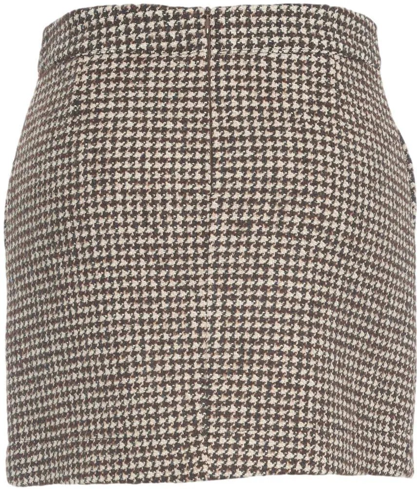 Fuste scurte Kaos Houndstooth mini skirt Brown Femei (BM 19035070) 4