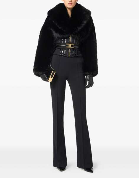 Pantaloni casual Elisabetta Franchi Pants with chain detail Black Femei (BM 19035124) 2