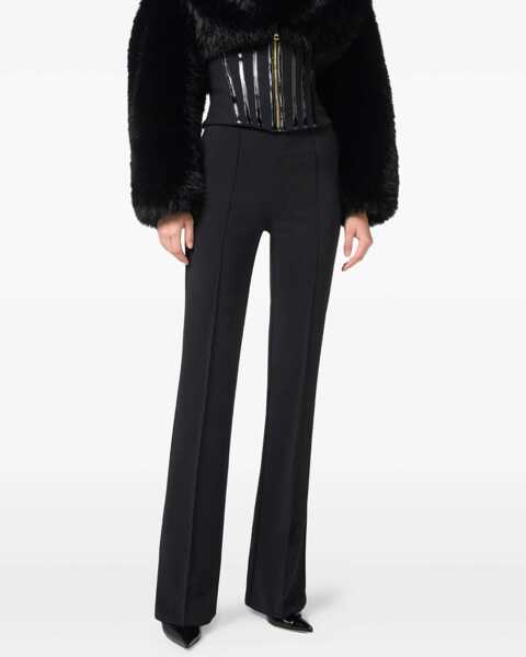 Pantaloni casual Elisabetta Franchi Pants with chain detail Black Femei (BM 19035124) 3