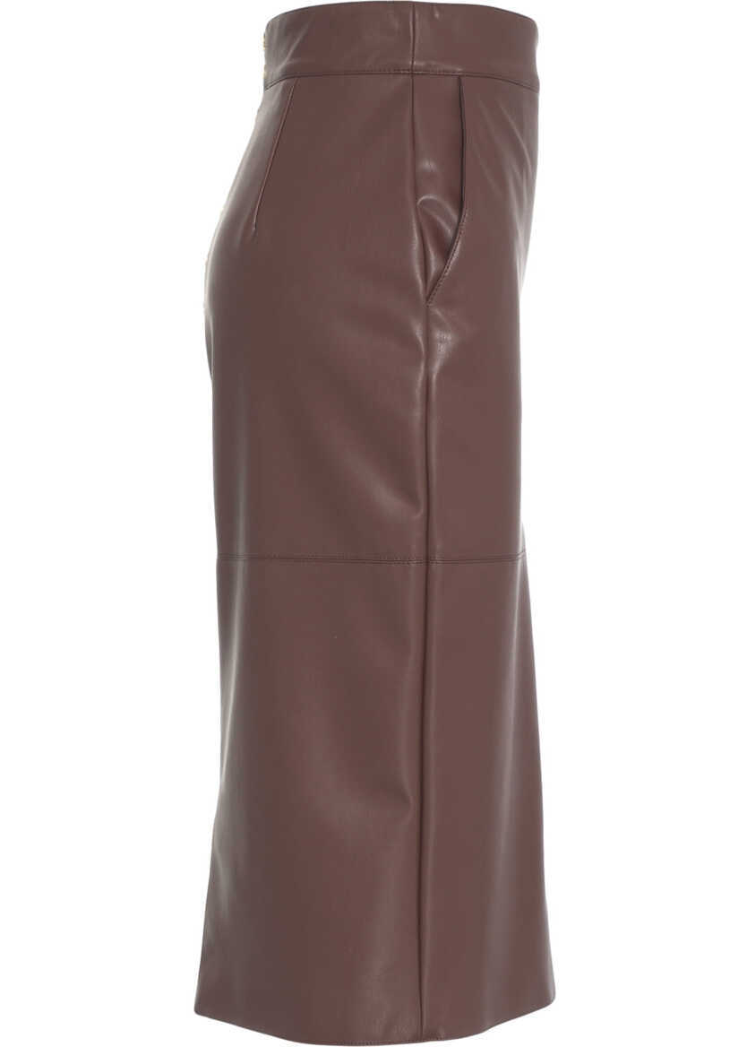 Fuste lungi Elisabetta Franchi Pencil skirt made of faux leather Brown Femei (BM 19035148) 3