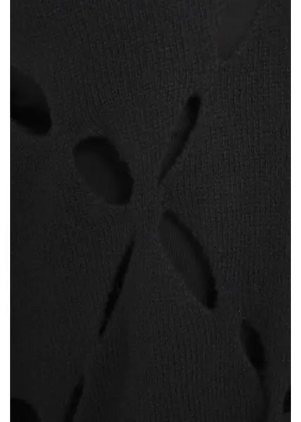 Pulovere Liu Jo White Sweater with cut-outs Black Femei (BM 19035175) 5