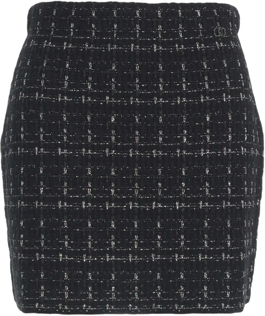 Fuste scurte Liu Jo White Tweed mini skirt Black Femei (BM 19035304) 2