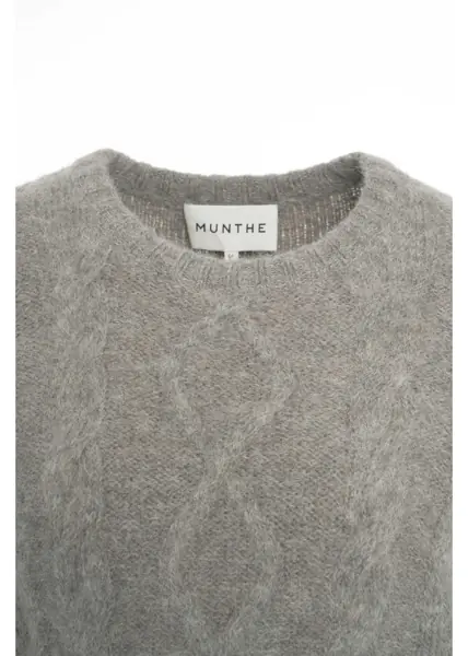 Pulovere Munthe Sweater with cable knit pattern Loline Grey Femei (BM 19035316) 4