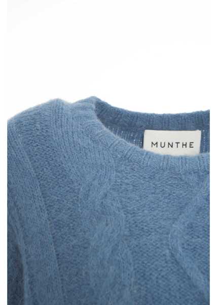 Pulovere Munthe Sweater with cable knit pattern Loline Blue Femei (BM 19035316) 4