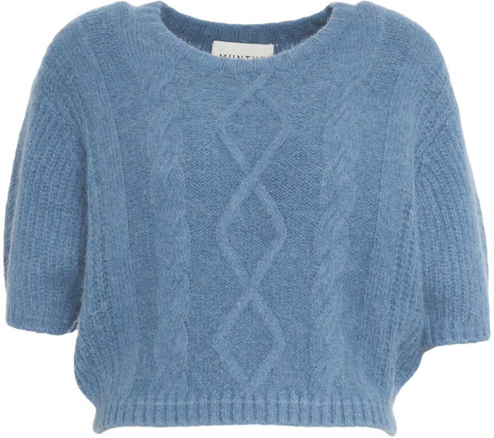 Pulovere Munthe Sweater with cable knit pattern Loline Blue Femei (BM 19035316) 1