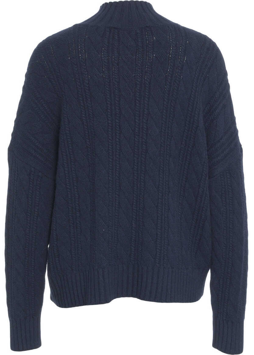 Pulovere Kaos Sweater with cable knit pattern Blue Femei (BM 19035331) 3