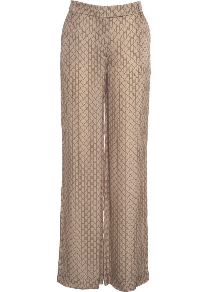 Pantaloni casual GUESS Palazzo pants with logo print Beige Femei (BM 19035379) 2