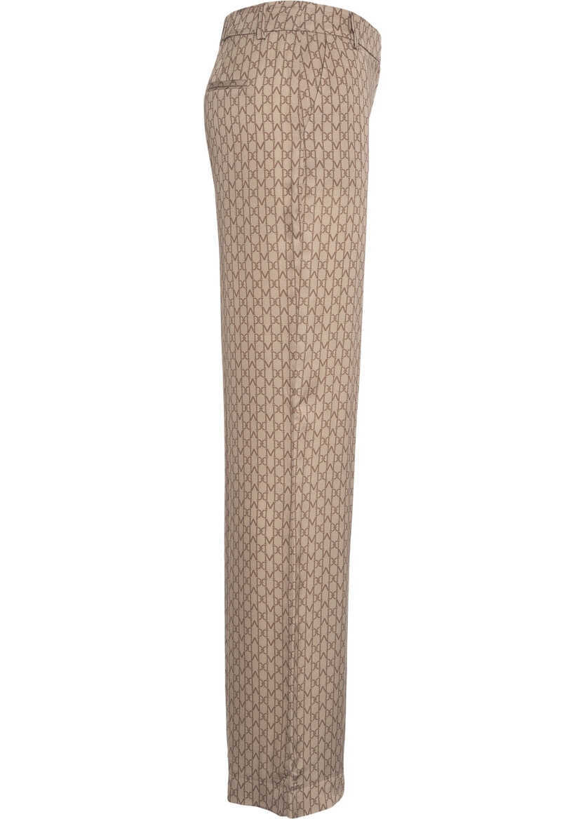 Pantaloni casual GUESS Palazzo pants with logo print Beige Femei (BM 19035379) 3