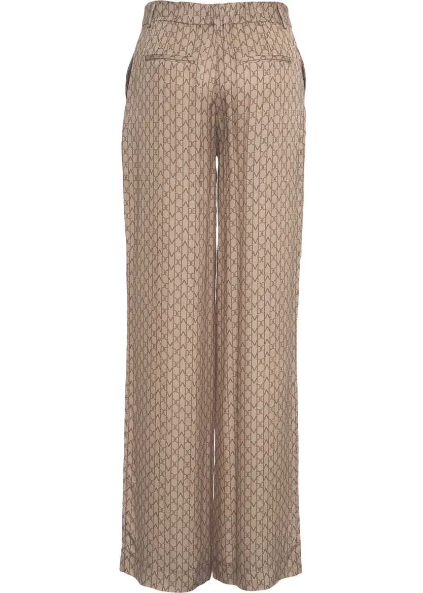 Pantaloni casual GUESS Palazzo pants with logo print Beige Femei (BM 19035379) 4
