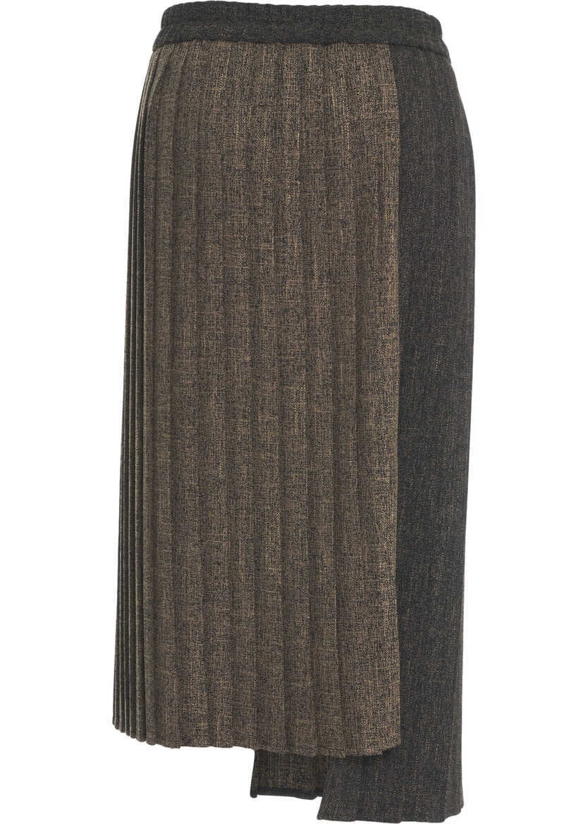 Fuste lungi Kaos Asymmetric midi skirt Brown Femei (BM 19035400) 4