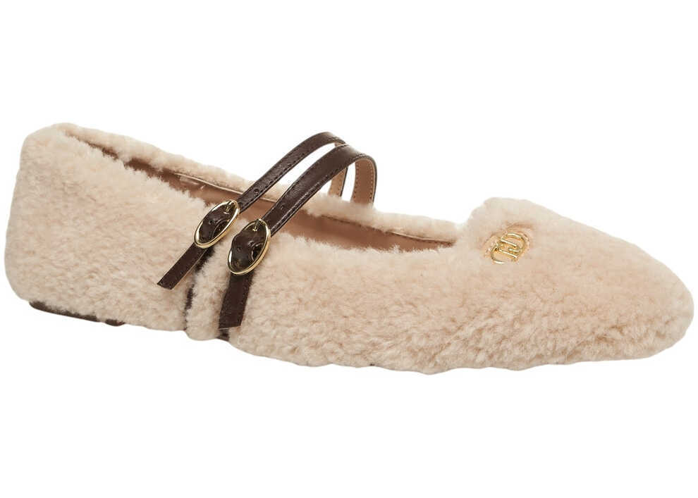 Balerini Liu Jo Faux fur ballet flats Beige Femei (BM 19035412) 3