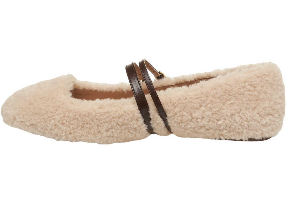 Balerini Liu Jo Faux fur ballet flats Beige Femei (BM 19035412) 4
