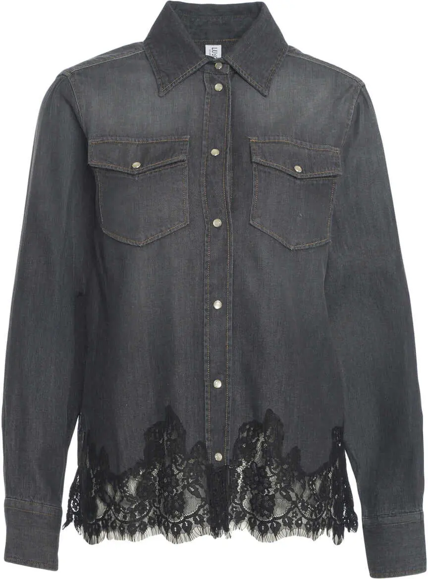 Bluze Liu Jo Denim blouse with lace Black Femei (BM 19035433) 2