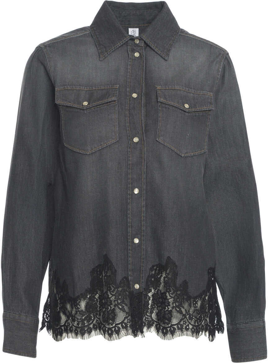 Bluze Liu Jo Denim blouse with lace Black Femei (BM 19035433) 1
